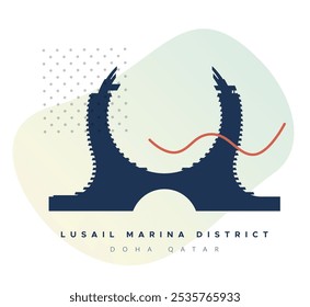 Lusail marina distrito - ícone da cidade - ilustração de stock como arquivo EPS 10