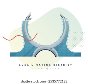 Lusail marina distrito - ícone da cidade - ilustração de stock como arquivo EPS 10