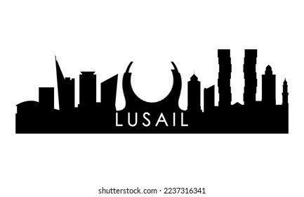 Lusail skyline silhouette. Black Lusail city design isolated on white background. 