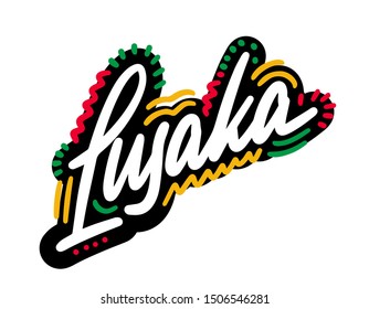 Lusaka text design. Vector calligraphy. Typography poster. Usable as background.
