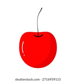 Luscious red cherry with delicate stem, a vibrant symbol of summer freshness and sweet indulgence, perfect for food and beverage designs
