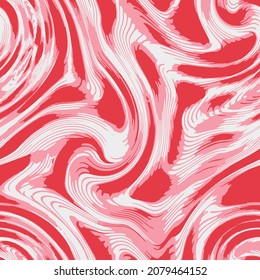Luscious Red colors  Repeat Creative Graphic Illustration Seamless  Paint Ink. White Repeat Liquid  Effect.  Seamless Fabric Vector Texture. Repeat Oil. Spring summer colours  trendy 2023