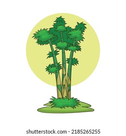 exuberante ilustración de árbol de bambú. hay bambú joven que se puede consumir.