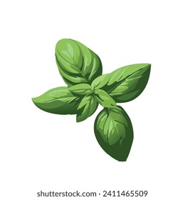 Lush Basil Leaves Illustration with Vibrant Green Color