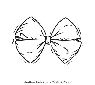 Lazo exuberante aislado sobre un fondo blanco. Gráficos de Vector, líneas de arte. Una Imagen con decoración elegante para un regalo o unas vacaciones.