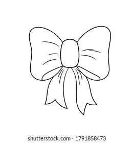 lush bow, knot of ribbon. vector illustration. linear icon, black outline on a white background.