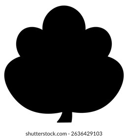 Lush bush. Curved branches and stocky trunk. Silhouette. Vector illustration. Isolated white background. Idea for web design.