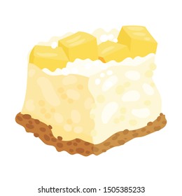 Lush cake with slices of pineapple. Vector illustration on a white background.