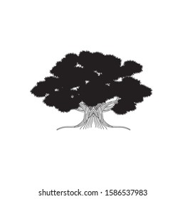 Lush and dense abstract oak tree, suitable for business and financial logos