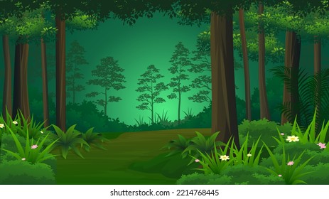 Lush Dense Green tropical Forest nature landscape background