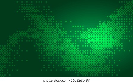 Lush emerald pixelated landscape with a subtle gradient evokes a digital forest with a vibrant pulse offering a compelling canvas for technological themes