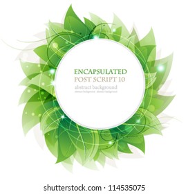 Lush foliage on a white background. Abstract round frame with place for text