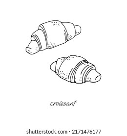 Lush fresh croissants on white background black and white