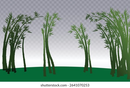 Lush green bamboo clusters with swaying stalks, perfect for zen designs, eco-friendly branding, or tranquil nature illustrations. Organic and calming.