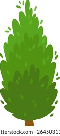 Lush green bush featuring small leaves in a playful cartoon style, adding a vibrant and whimsical touch perfect for enhancing various design projects and illustrations