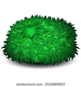 A lush, green bush with a rounded shape casts a shadow isolated on a white background. This content was created using vector drawing tools and software, not generated by AI