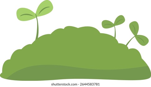 Lush green bush with small sprouts and fresh leaves, perfect for garden decoration, nature scenery, eco-friendly landscape design, organic plant visuals, and outdoor environment illustrations.