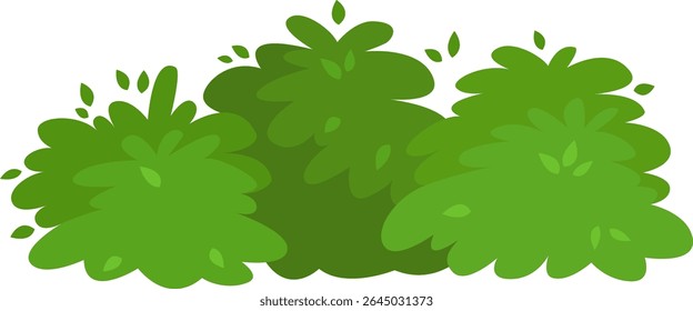 Lush green bushes are growing together, creating a vibrant and natural scene perfect for representing spring or summer, with small leaves adding detail to the foliage