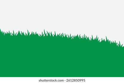 Lush green grass border vector with natural meadow details on white background. Perfect for landscape designs, seasonal themes, and outdoor branding. Fresh spring lawn illustration.