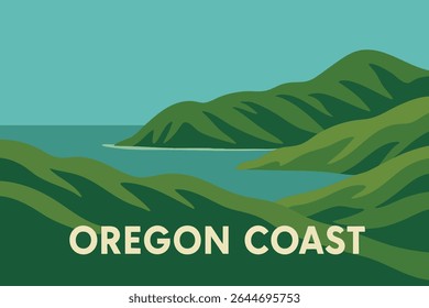 The lush, green hills of the Oregon Coast stretch across a breathtaking landscape, where fog rolls over the hills and the rugged coastline meets the deep blue Pacific Ocean 