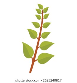 Lush green leaves growing on a branch, symbolizing nature, growth, and environmental concepts