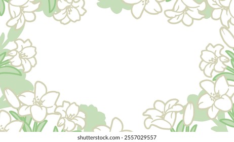 Lush Green Leaves and White Lilies Background. Perfect for seasonal projects, event invitations, or decorative purposes, this design embodies freshness and serenity.