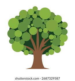 Un árbol verde exuberante con hojas densas y un tronco fuerte que representa la vida, el crecimiento y la belleza natural, ideal para proyectos ecológicos, imágenes de jardinería y campañas ambientales.