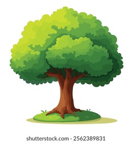 Lush Green Tree Illustration on a White Background