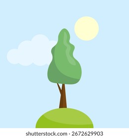 Árvore verde exuberante. Ilustração simples da natureza. Símbolo de parque vetorial. Cena exterior da planta. EPS 10.