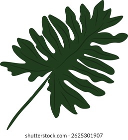 Lush Green Tropical Leaf Vector Illustration	