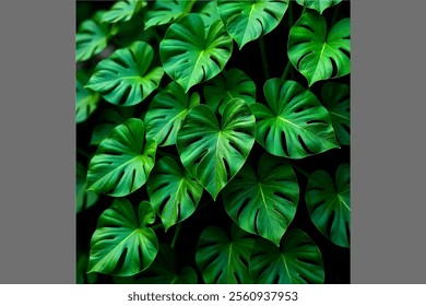 Lush green tropical plants bush