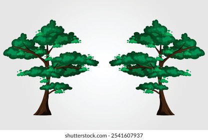 lush green vector tree illustration with vibrant foliage, ideal for eco-friendly designs, nature themes, and landscape projects.