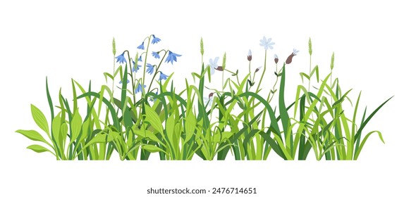 Lush Greenery and Flowers Vector