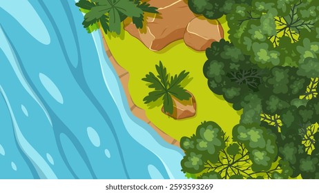 Lush greenery meets flowing river in harmony