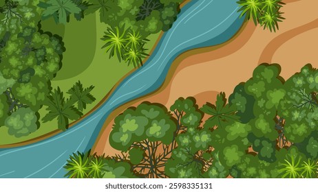 Lush greenery surrounding a winding river landscape