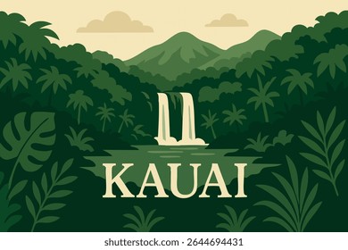  As selvas exuberantes de Kauai, no Havaí, repletas de cachoeiras tropicais que correm pela densa floresta tropical, criando uma fuga natural serena e tranquila