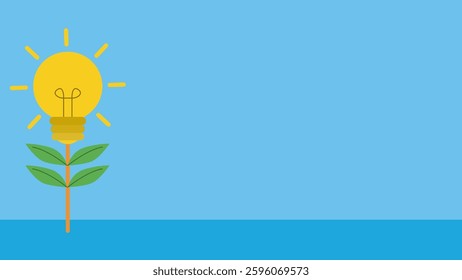 A lush lamp tree, signifying a bright idea that continues to grow. Place for text. Vector illustration in flat design style
