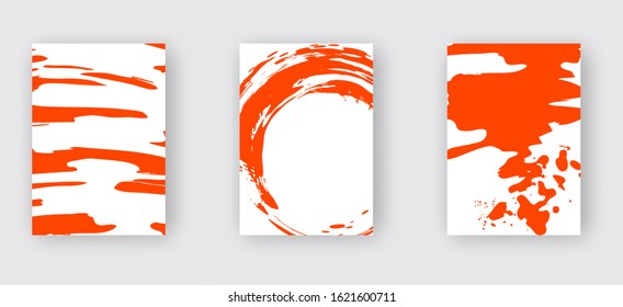Lush Lava ink brush stroke on white background. Japanese style. Vector illustration of grunge wave stains.Vector brushes illustration.