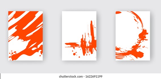 Lush Lava ink brush stroke on white background. Japanese style. Vector illustration of grunge wave stains.Vector brushes illustration.