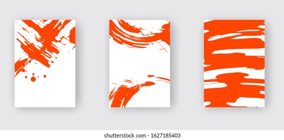 Lush Lava ink brush stroke on white background. Japanese style. Vector illustration of grunge wave stains.Vector brushes illustration.
