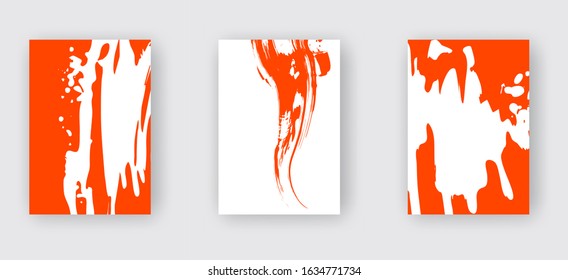 Lush Lava ink brush stroke on white background. Japanese style. Vector illustration of grunge wave stains.Vector brushes illustration.