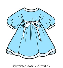 Lush light blue dress tied with a beautiful bow. Image produced without the use of any form of AI software at any stage.