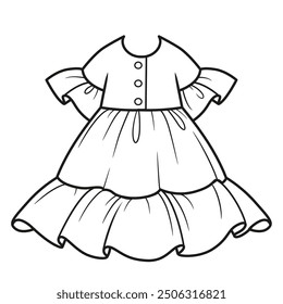 Lush light dress with a skirt in several layers. Image produced without the use of any form of AI software at any stage.