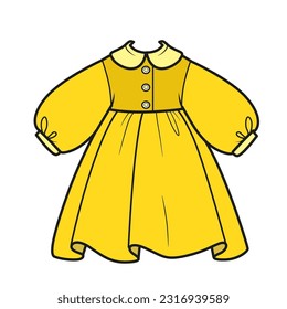 Lush long-sleeved dress color variation for coloring page on a white background