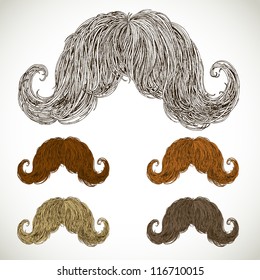 Lush mustache groomed in several colors. easily editable detailed graphic design