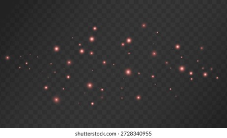 Exuberantes partículas de polvo rojo brillante sobre un fondo de textura oscura. Dramático efecto de destello de luz abstracta.