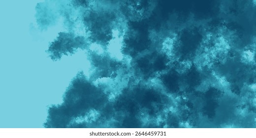 Redemoinhos exuberantes de turquesa e névoa azul convergindo em uma forma abstrata serena

