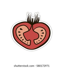 Lush tomato cartoon funny cute illustration on white background