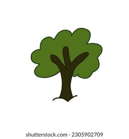 Lush tree isolated on white background.  Vector illustration image