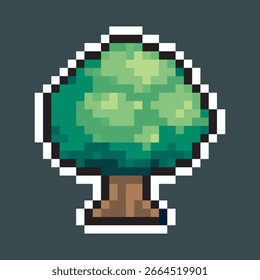 árvore exuberante com contorno em estilo pixel art